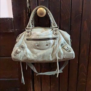 Balenciaga light green leather handbag